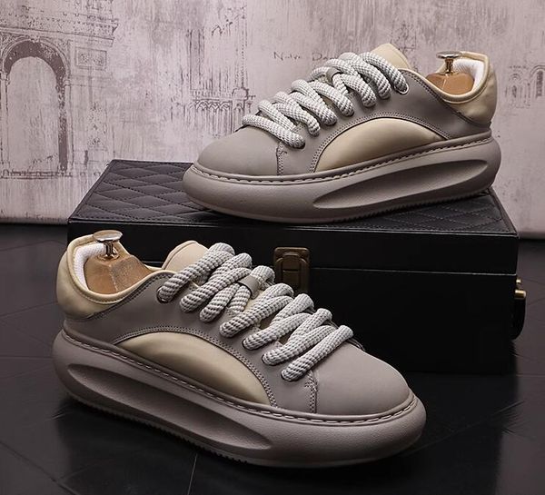 

designer men platform sneakers shoes designer increase men's dress shoes flats lace-up casual comfort loafers shoes, Black
