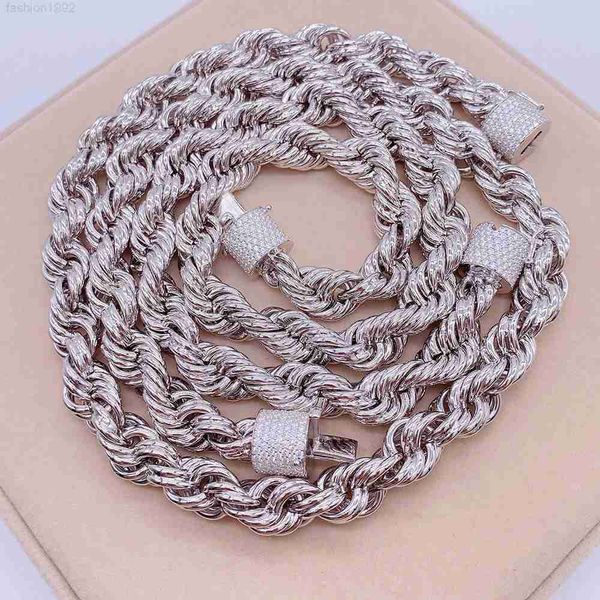

hip hop iced out moissanite clasp 925 sterling silver twist necklace diamond cut moissanite rope chain