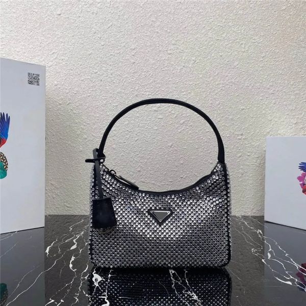 

designer luxury tote bags re-edition 2000 satin crystal nylon shoulder handle mini hobo bag 7a quality women handbags