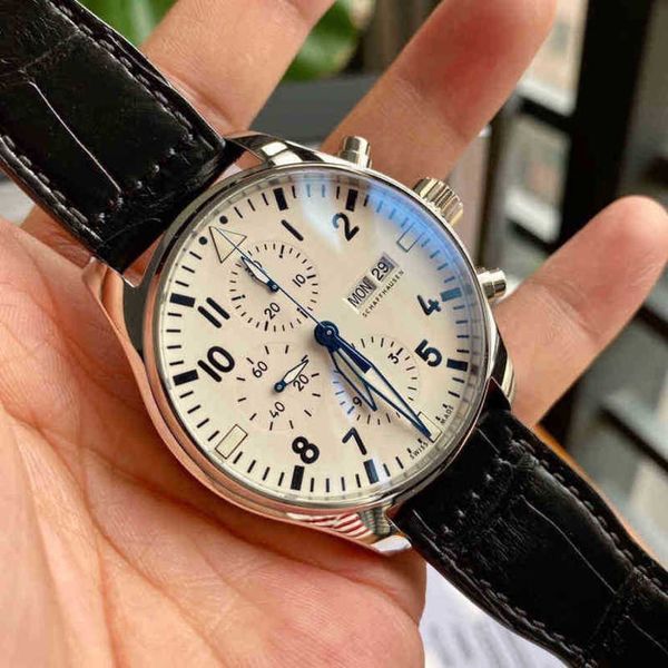 

designer men watch iwc pilot mechanical watches 45rx motre prx santos uhr ion leisure timing watch dial men's automatic d8d0, Slivery;golden