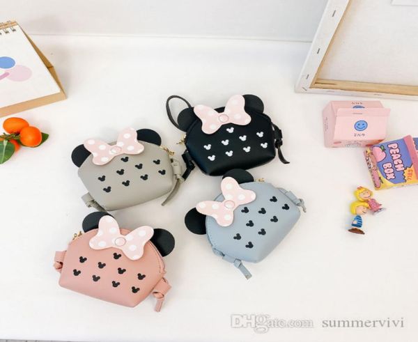 

fashion girls polka dots bows purse kids cartoon printed single shoulder bag children pu leather messenger bags q21492844260, White