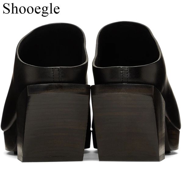 

2022 new arrival mens genuine leather slippers strange high heel males black shoes