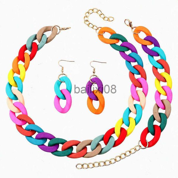 

pendant necklaces fishsheep rylic chunky chain choker neckle for women trendy bohemain long chains collares neckles set fashion jewelry j230, Silver