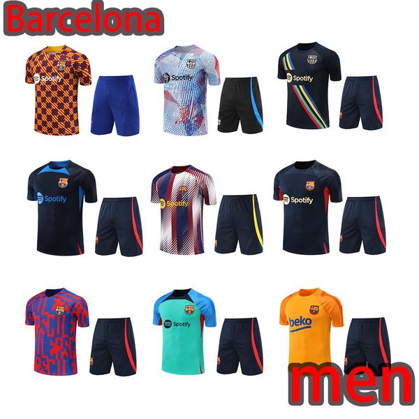 

22 23 24barcelona tracksuit soccer jerseys barca training suit 2023 2024 barcelona short sleeves suit tracksuits men t shirt s-2xl, Black