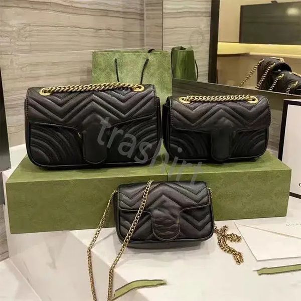 

luxury famous brand women designer shoulder bag leather chain double gs bag cross body pure color womens handbag crossbody bag purse leather