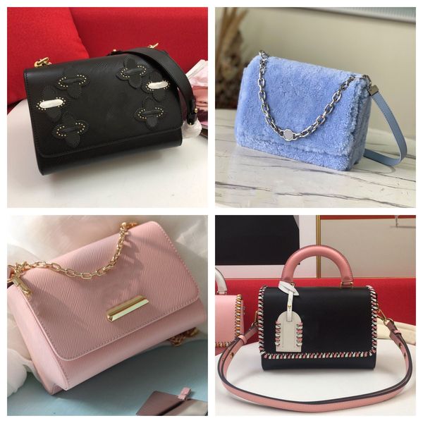 

designer bag twist denim leather women shoulder bags v lock flap chain handbags twists woman crossbody bag lady tote black handbag