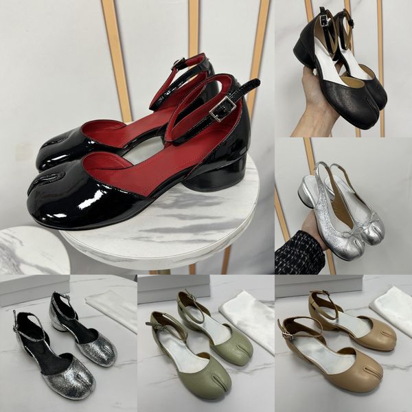 

tabi sandal ballerina shoes designer women split toe sandals quality leather luxury platform mary jane dress shoes, Black