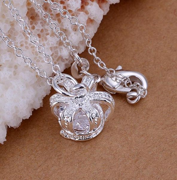 

10pcslot 925 sterling silver plated inset stone crown pendant lknspcp1628272702