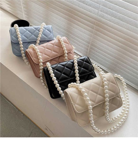 

popular small bag women's bag new new summer lingge chain pearl handheld crossbody bag