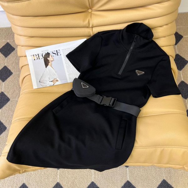 

women casual dresses classic vintage knit dress fashion designer clothes full letter luxurious senior short sleeves long sleeve 5 kinds of k, Black