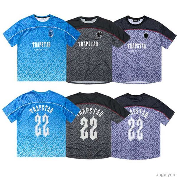

trapstar football jersey designer mens shirt mesh short sleeve blue no.22 sportswear t-shirt leisure trend street fashion gq3c, White;black
