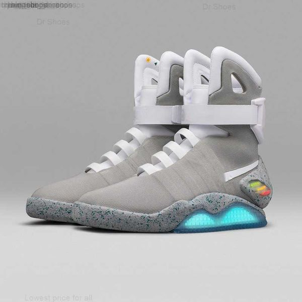 

back to the future automatic laces air mag sneakers marty mcfly's led shoes back to the future glow in dark gray mcflys sneakers, Black