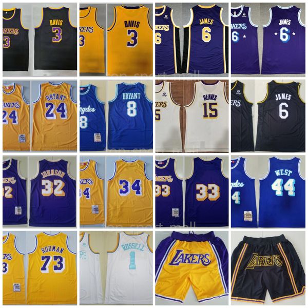 

all team basketball jerseys lebron james anthony bryant davis austin reaves d'angelo russell wilt chamberlain johnson jerry west dennis, Black;red