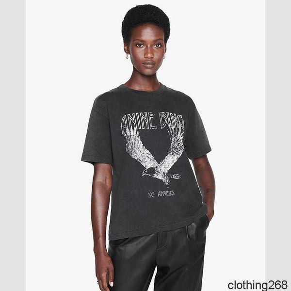 

2023 a bing niche eagle print t shirt fried snowflake color washing designer tee women black short-sleeved t-shirt polos sale aaa, White