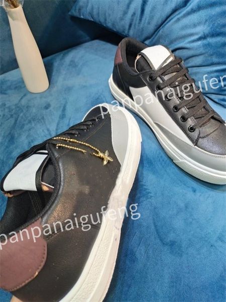 

new luxurys designer flat sneaker trainer casual shoe leather white overlays fashion platform mens womens sneakers size 35-46, Black