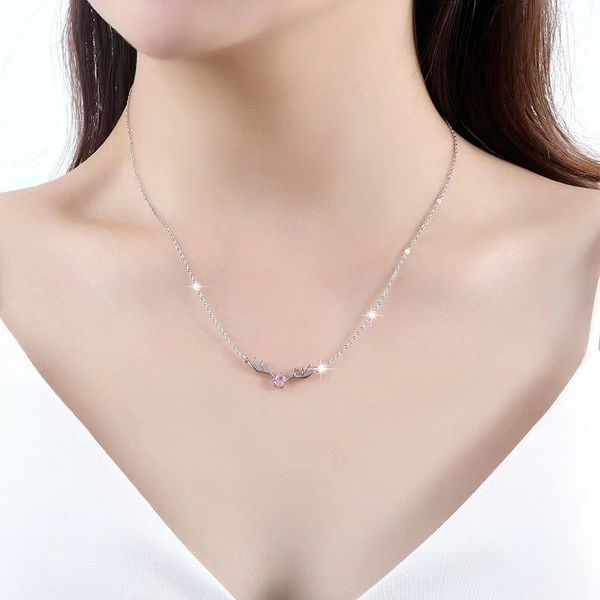 

2023 selling fashion s925 sterling silver deer horn necklace elegant