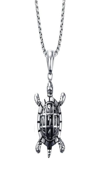 

fashion mens necklaces stainless steel sea turtle pendant necklace for men vintage jewelry health and longevity pn7097278535, Silver