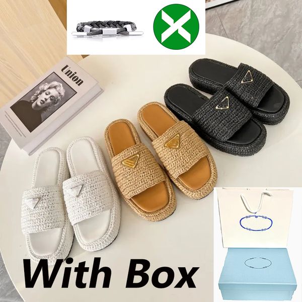 

2023 with box slippers women pantoufle thick bottom sandals on mules oran sandal flip flops summer h sandals slides designer slides women eu, Black