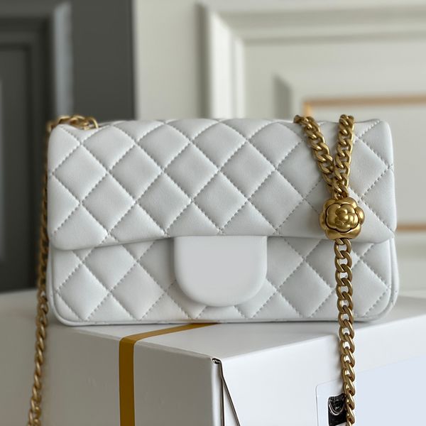 

lambskin chain bag 20cm camellia adjustable buckle crossbody bag 10a designer mini flap bag with box c077