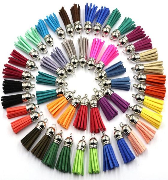 

fashion suede tassel for keychain straps jewelry charms leather tassel 40mm diy jewelry bracelet making findings 100pcs epacket fr7855503, Bronze;silver