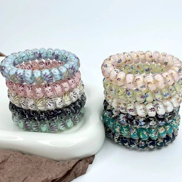 

telephone wire hair loop, fashion small broken flower hair accessories high elasticity hair rope, no marks, no damage to hair, hair pulling,