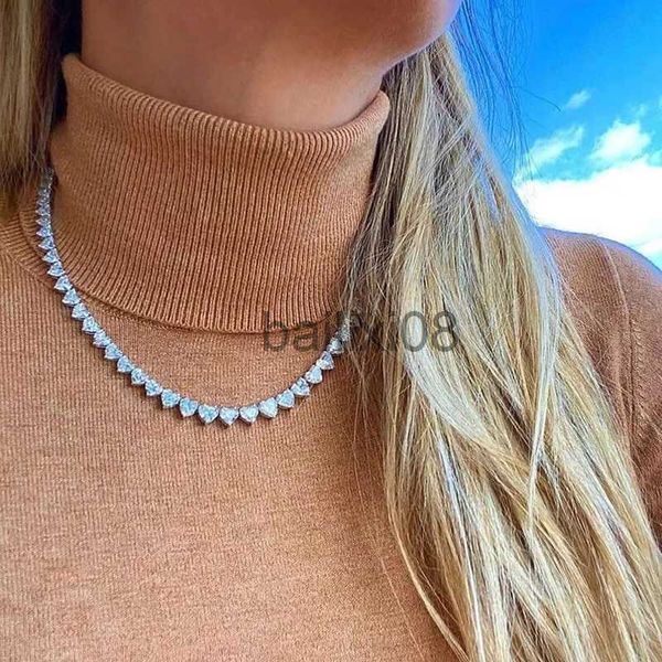 

pendant necklaces hip hop iced out bling aaaa zircon heart tennis chain neckle women fashion jewelry gold silver color pink cz choker neckle