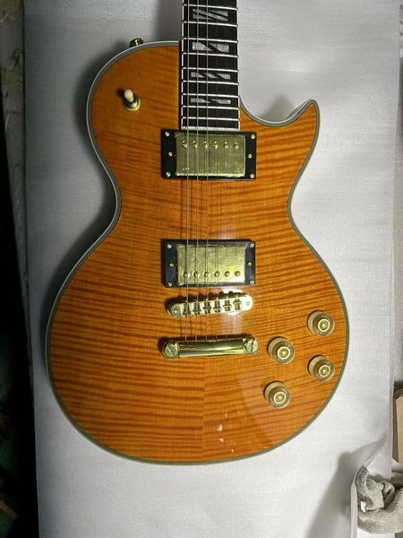 

custom 1959 jimmy page number one jp no. 1 cherry sunburst electric guitar little pin tone pro bridge, flame maple gold grover tuners