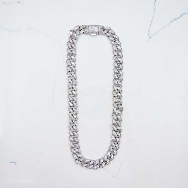 

buss down 14mm miami pave setting sterling silver iced out vvs moissanite cuban link chain necklace