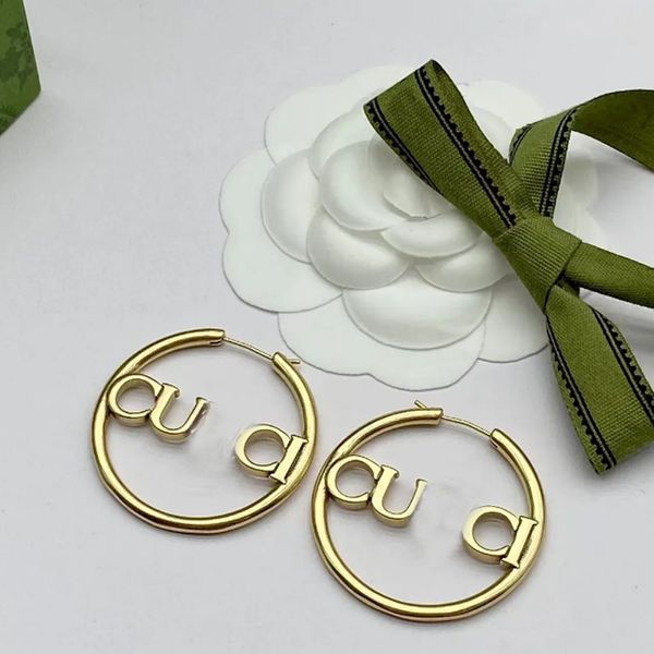 

designer large hoop earrings for women luxury letters womens hoop earrings studs women trendy jewelry girls gifts, Golden;silver