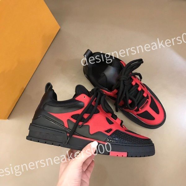 

2023 new luxury designer men shoes sneakers calfskin trainers basketball white grey thick bottom sneakers leather platform shoe, Black