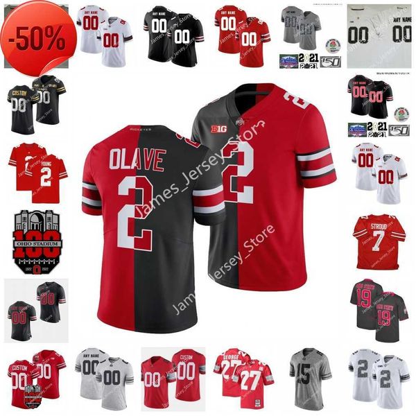 

2022 ncaa ohio state buckeyes custom stitched college football jersey 44 j.t. tuimoloau 6 kyle mccord 3 teradja mitchell 1 demario mccall 13, Black;red