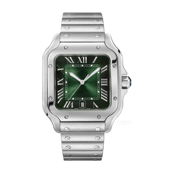 

tank mens green watches square 40mm blue rubber and 904l stainless steel mechanical watches case bracelet fashion date watch male dhgate mon, Slivery;brown