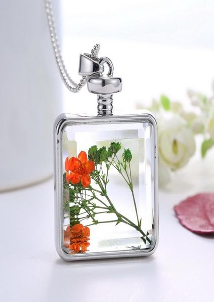 

vintage fine jewelry fashion dry flower statement necklacependants for women glass collares silver color jewerly4868031