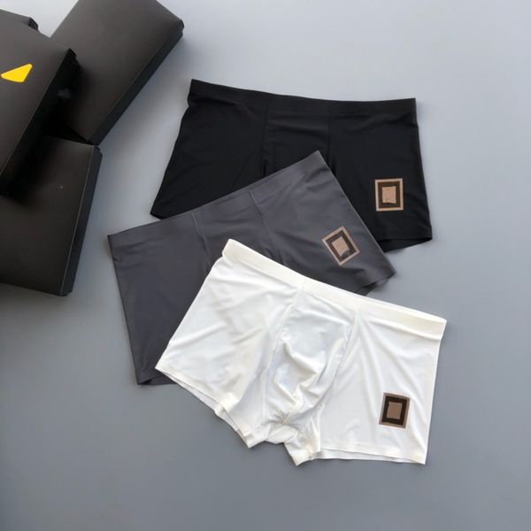 

3pcs mens underwear organic cotton shorts modal gay male boxers breathable new printing man underwear size l-3xxl high quality, Black;white