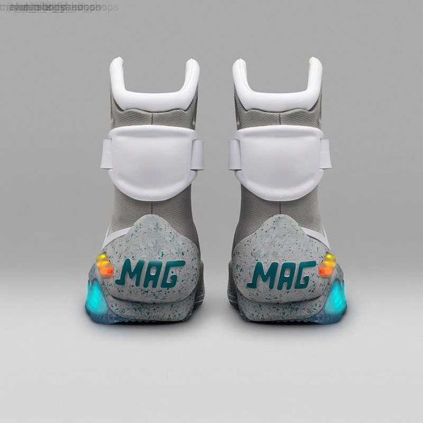 

2023 back to the future automatic laces air mag sneakers marty mcfly's led shoes back to the future glow in dark gray mcflys us -13, Black