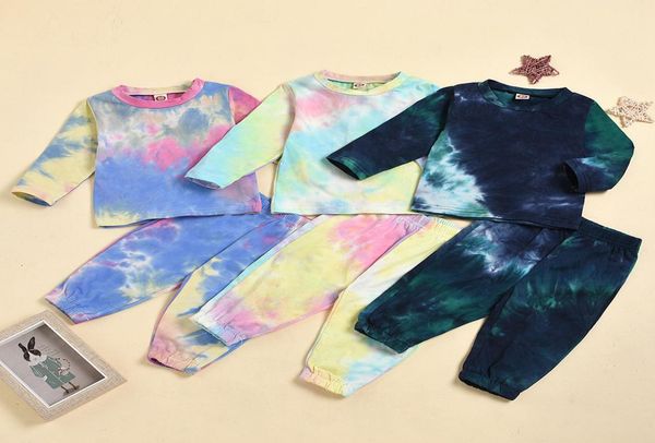 

kids clothes girls boys tie dye outfits children pants 2pcssets spring autumn fashion baby clothing sets z18066178921, White