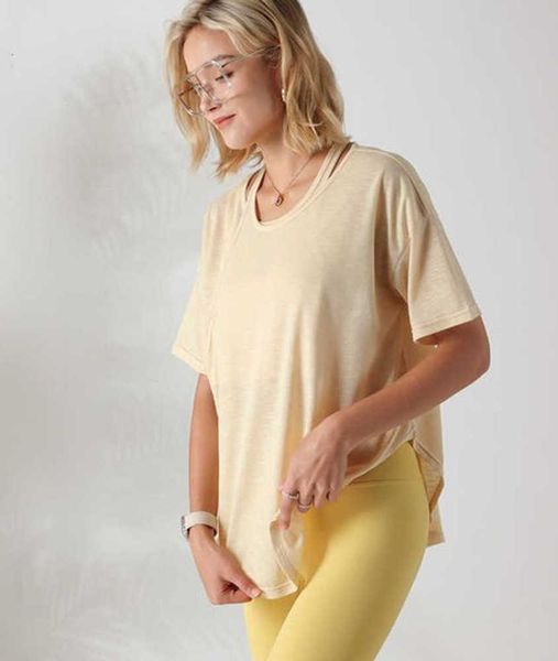 

designer alos yoga suit women's summer thin short-sleeved fitness running quick-drying sports t-shirt loose blouse112