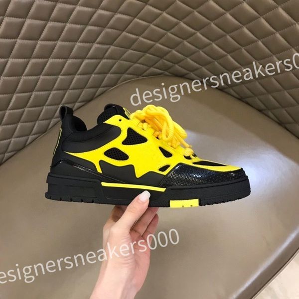 

new luxury designer men shoes sneakers calfskin trainers basketball white grey thick bottom sneakers leather platform shoe, Black