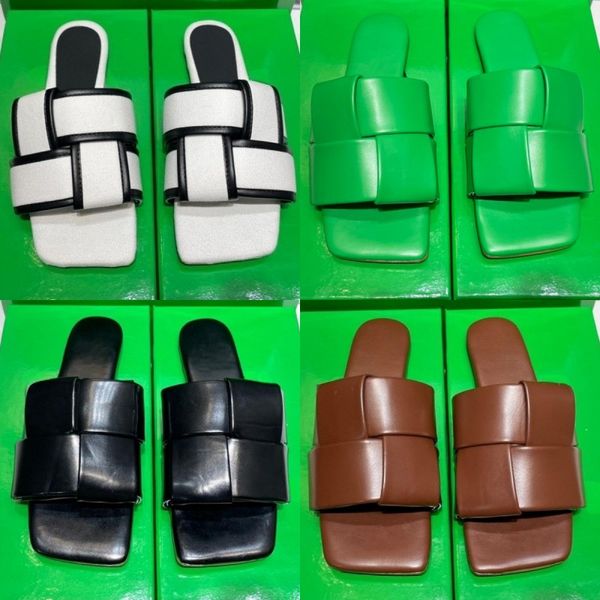 

leather woven slippers luxury runway designer shoes women's new sandals outdoor non-slip beach shoes fashion summer casual shoes comfor, Black