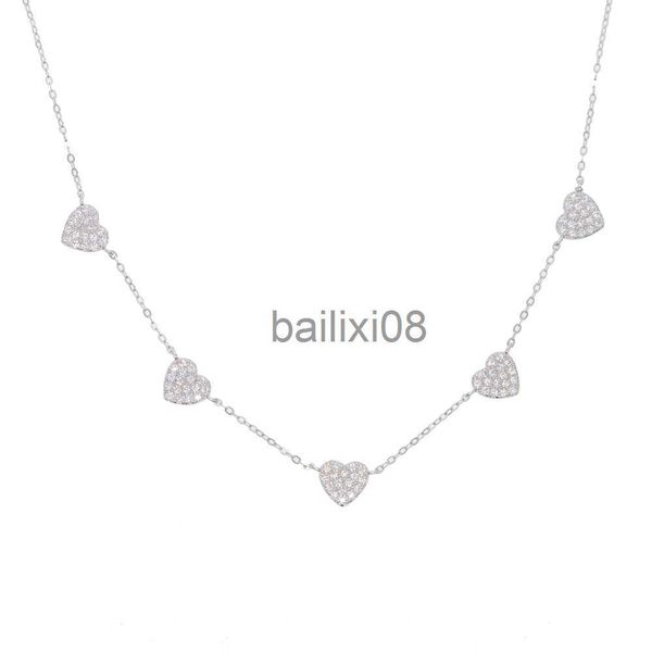 

pendant necklaces 35+10cm 925 sterling silver cute danity heart charm pendant neckle christmas gift delicate chain hearts neckle j230620