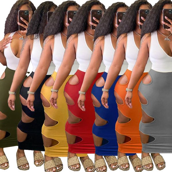 

hole skirt solid color women's package hip skirt (excluding, Black