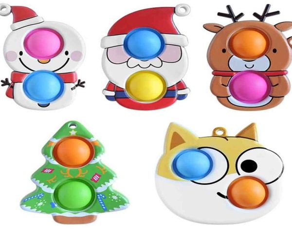 

sensory fidget bubbles popper push key ring snowmen santa clause reindeer elk christmas xmas tree dog finger ball puzzle stress re5318270