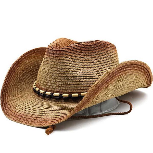 

new men cowboy straw hats summer women jazz hat with belt khaki hollow breathable beach vintage male ladies fedora hat l230620, Blue;gray