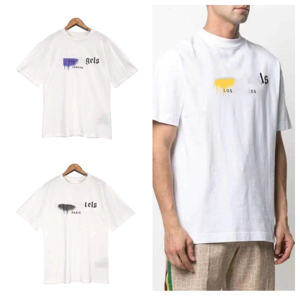 

mens t shirt designer herren homme clothing spray letter short sleeve high street loose spring summer tide men and women tee, White;black