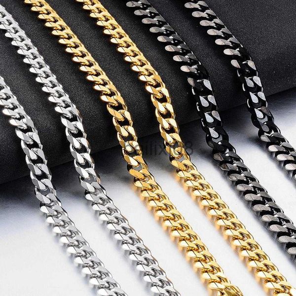 

pendant necklaces new style stainless steel cuban chain gold blk color fashion hip hop men and women neckle jewelry j230620, Silver