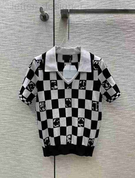 

women's sweaters designer 2023 spring summer milan runway v neck short sleeve high end jacquard pullover designer 0211-04 lwr7, White;black