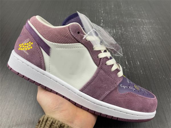 

2023 women men basketball shoes unity 1s jumpmans 1 low trainers purple smoke sail purple dr8057-500 mens womens designer sneakers shoes, Red;white
