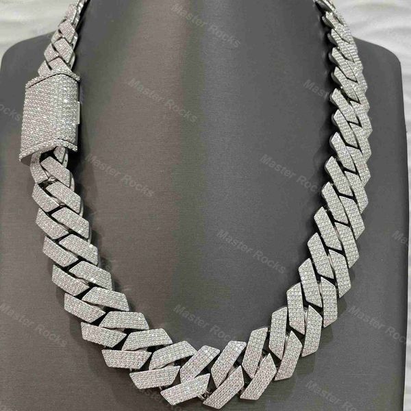 

20mm 4 rows 925 sterling silver thick cuban chain necklace manufacturer custom jewelry cuban chain necklace moissanite