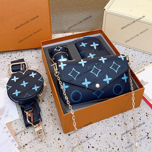 

23ss women luxurys designer totes bags handbag ladies handbags flowers with original gold metal messenger bag camera bag flip cover 4-piece