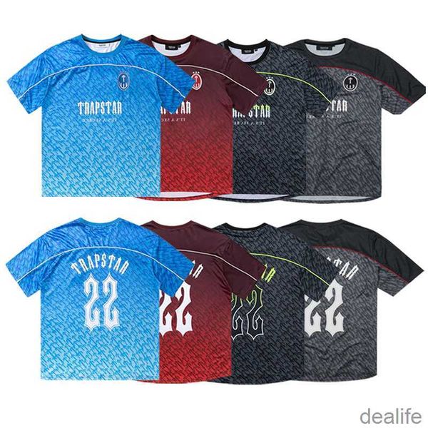 

football jersey trapstar designer mens shirt mesh short sleeve blue no.22 sportswear t-shirt leisure trend street fashion flao, White;black